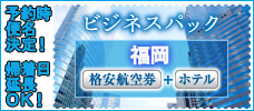 往復航空券+ホテル１泊　ビジネスパック九州