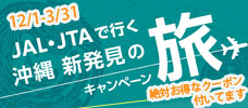JAL JTA 沖縄新発見の旅キャンペーン　12/1-3/31まで開催！