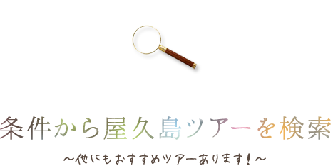 条件から屋久島ツアーを検索 ~他にもおすすめツアーあります!~