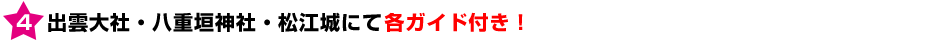 出雲大社・八重垣神社・松江城にて各ガイド付き