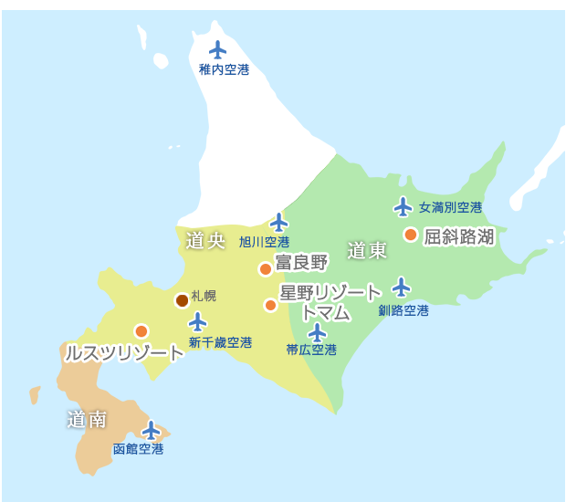 北海道リゾート地MAP
