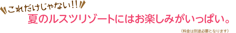 これだけじゃない!!夏のルスツリゾートにはお楽しみがいっぱい。(料金は別途必要となります)