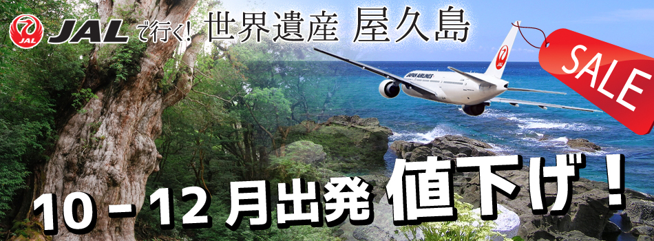 10月出発値下げ！JALで行く世界遺産屋久島！