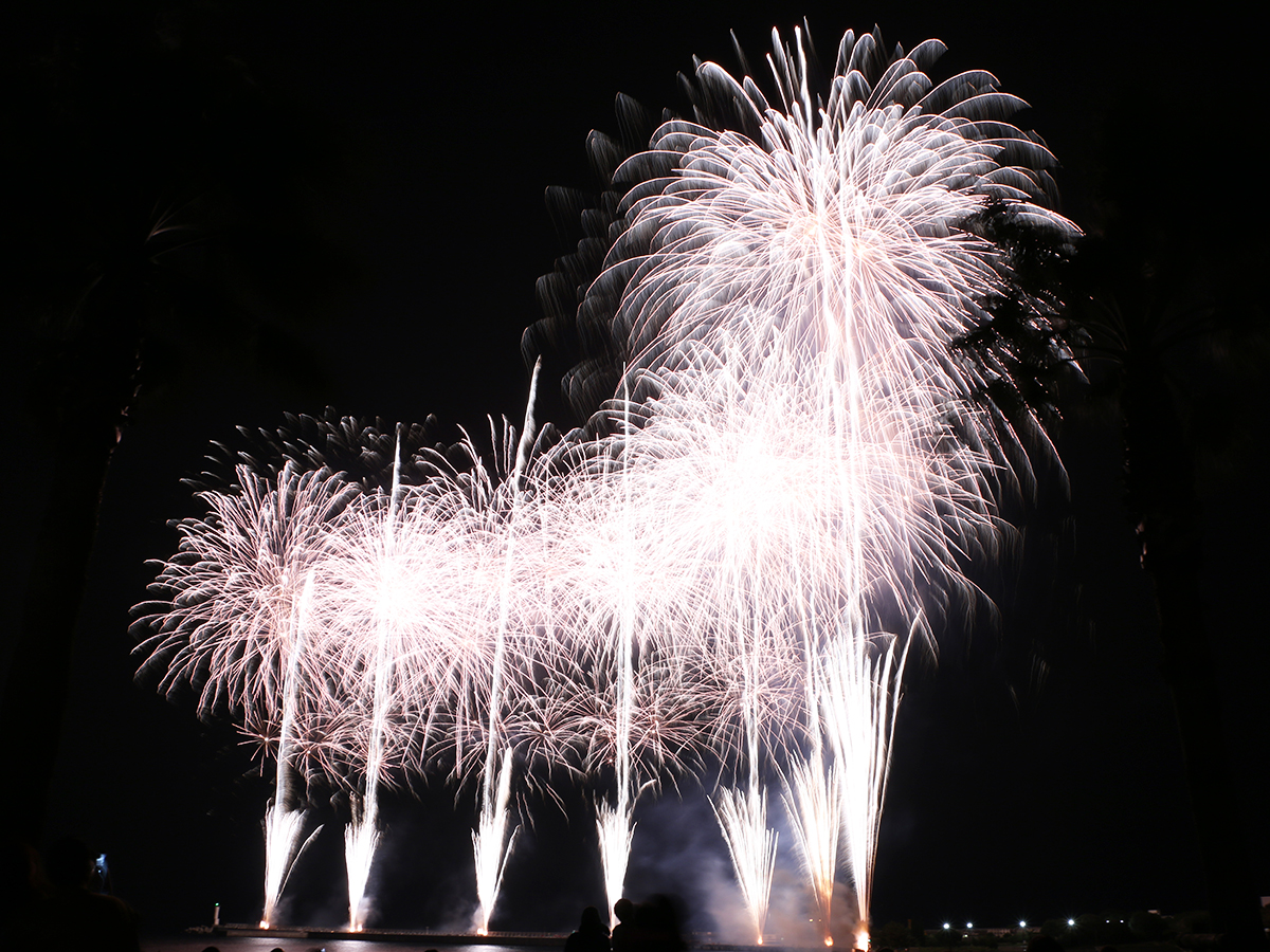 熱海サンビーチから観賞する色鮮やかな花火