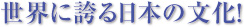 世界に誇る日本の文化!